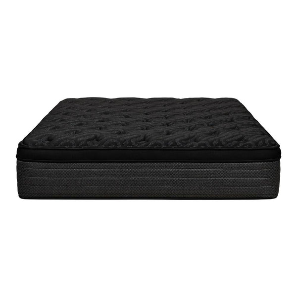 Black plush euro top hybrid mattress with quilted top and stitched side border