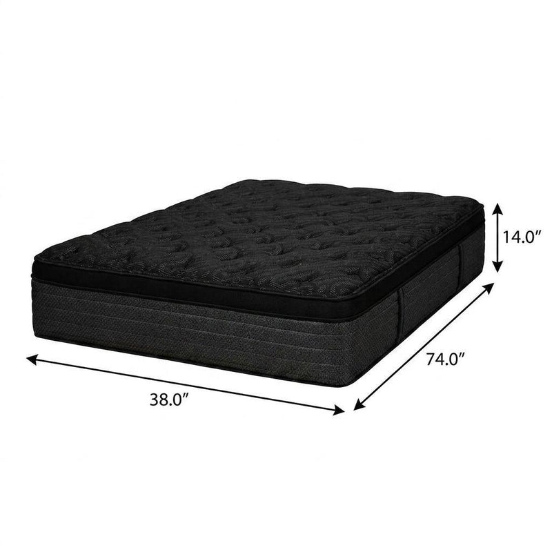 14-inch black twin hybrid mattress, 38"x74", plush euro top