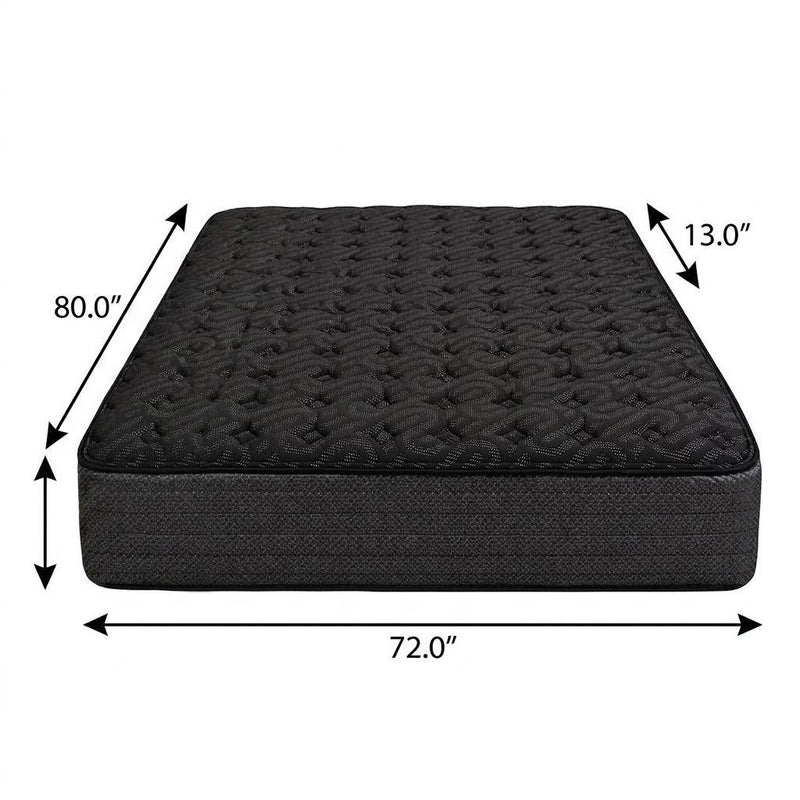 Dark gray RV king mattress dimensions: 72 in by 80 in, 13 in thick