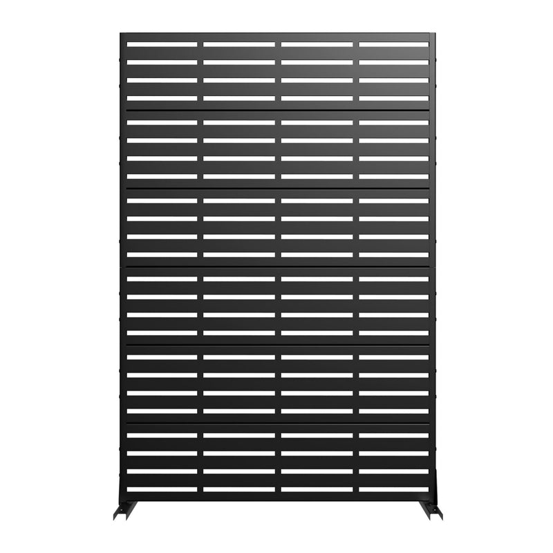 72-inch black steel outdoor privacy screen with horizontal slats