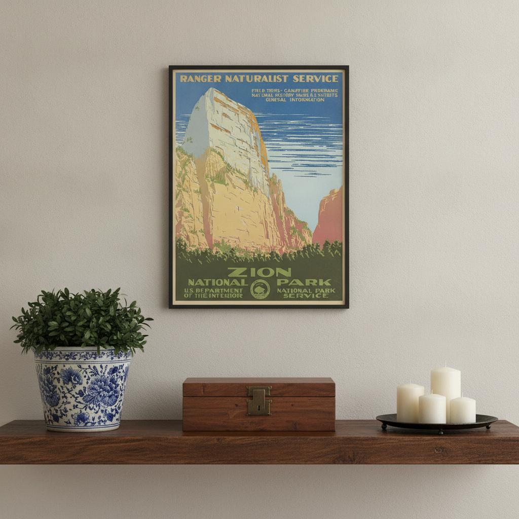 11" x 14" Zion National Park c1938 Vintage Travel Poster Wall Art - Home Decor