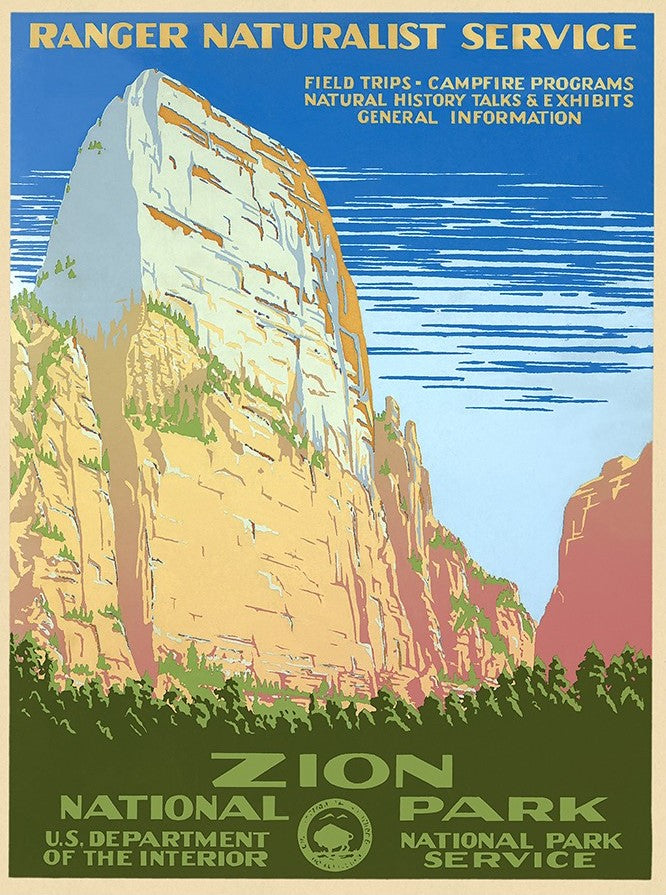 11" x 14" Zion National Park c1938 Vintage Travel Poster Wall Art - Home Decor