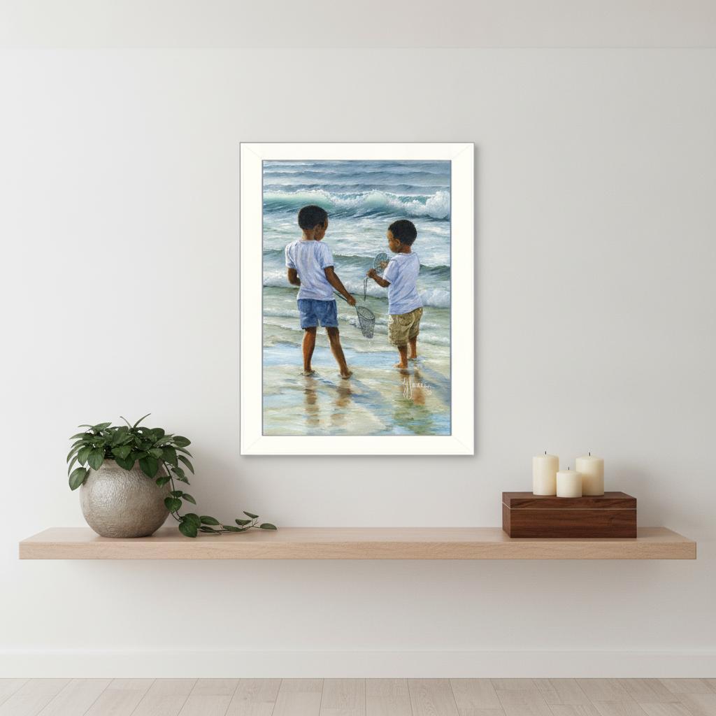 Ocean Discoveries White Framed Print Wall Art - Home Decor