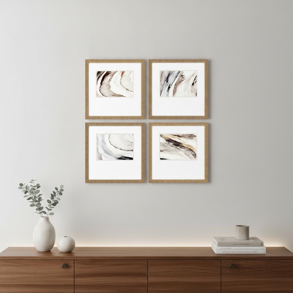 Set Of Four Gulf Gold Framed Print Wall Art - Home Decor