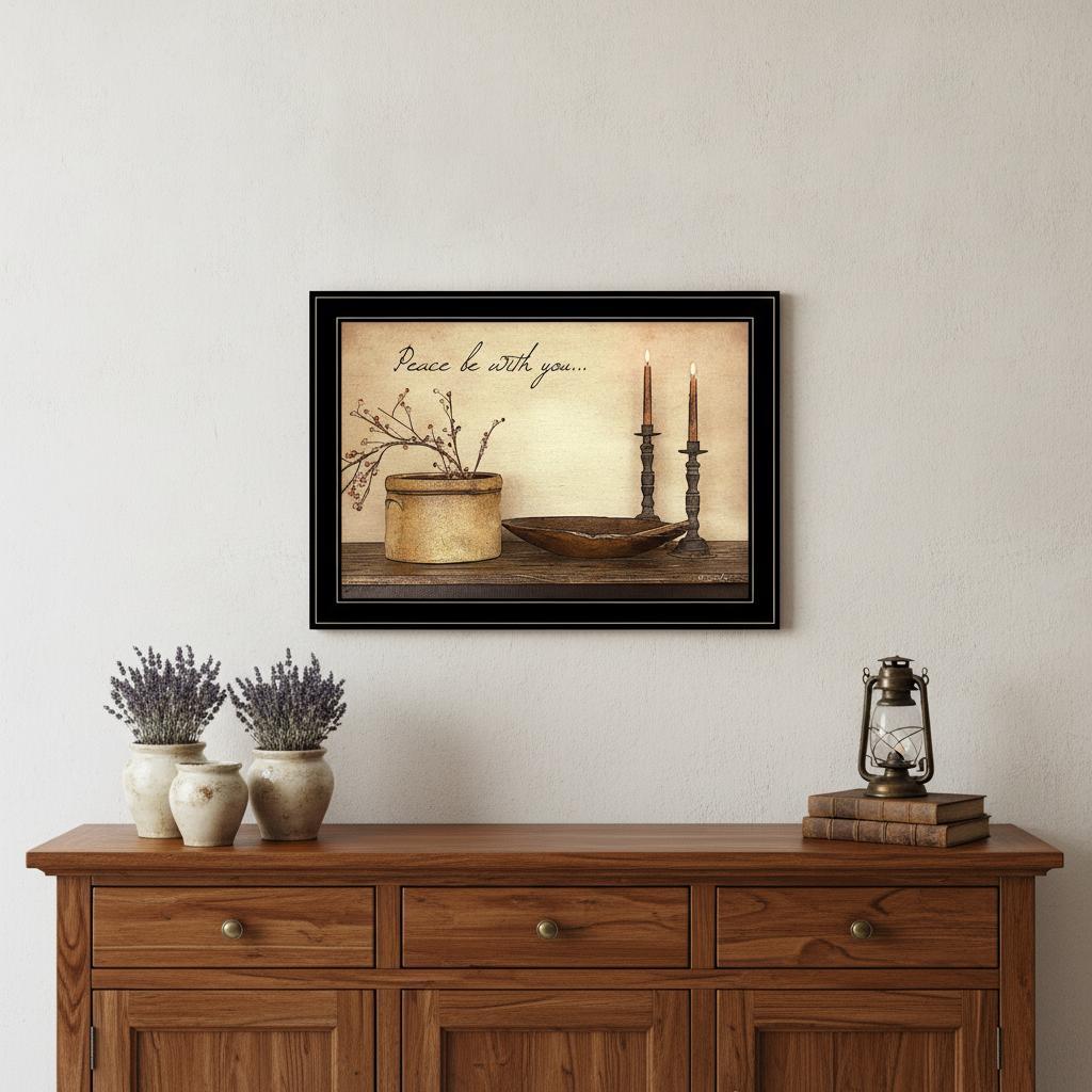 Peace Be with You Black Framed Print Wall Art - Home Decor