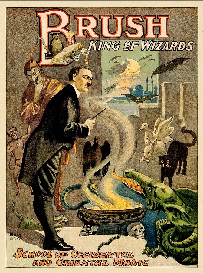 Vintage 1895 Blackstone Magic Unframed Print Wall Art - Home Decor