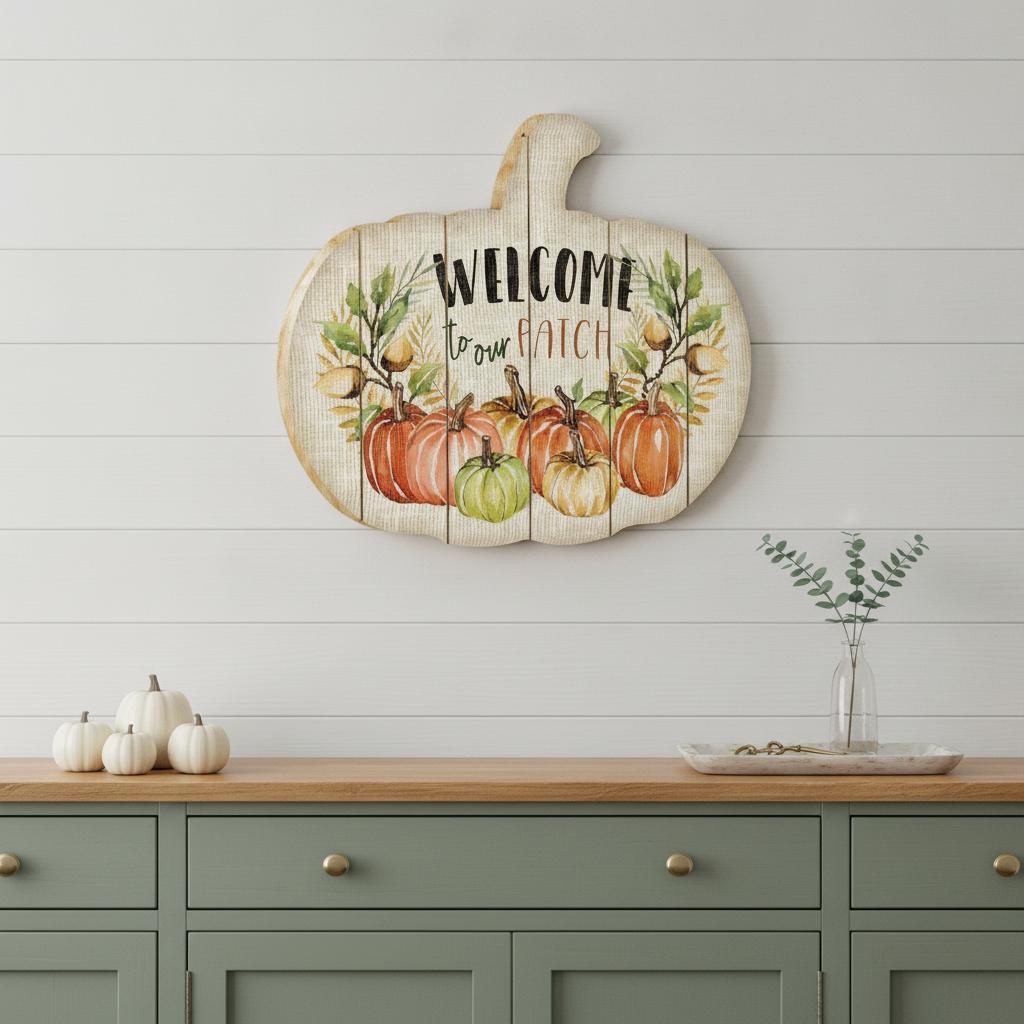 Welcome Pumpkin Wood Plank Wall Art - Home Decor