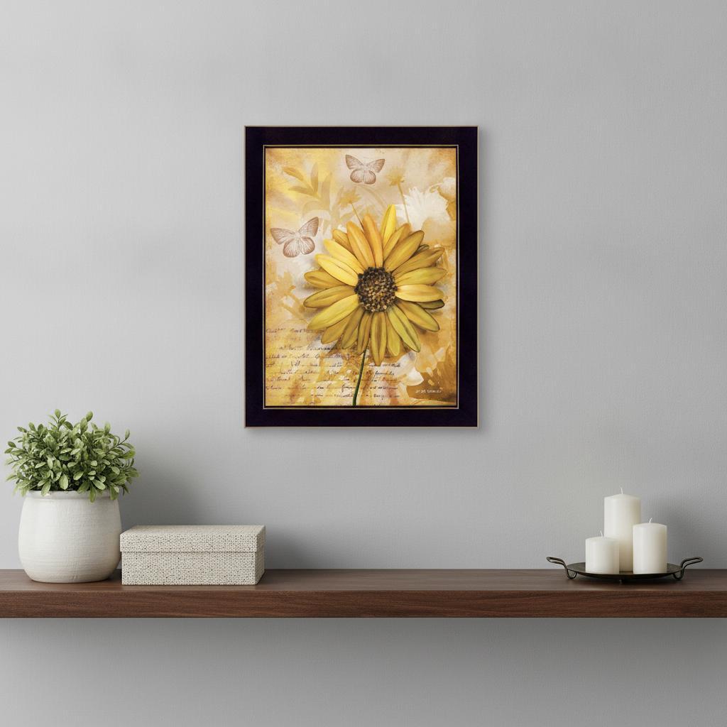 Flowers and Butterflies II 1 Black Framed Print Wall Art - Home Decor