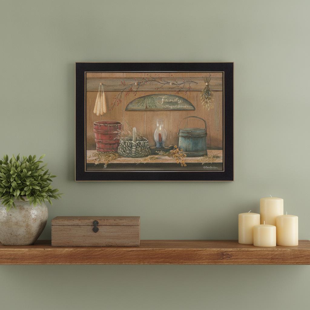 Treasures on the Shelf I 1 Black Framed Print Wall Art - Home Decor