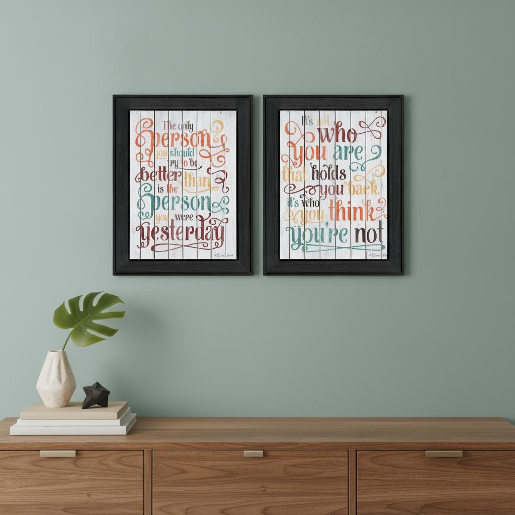 Set Of Two The Only Person Black Framed Print Wall Art - Home Decor