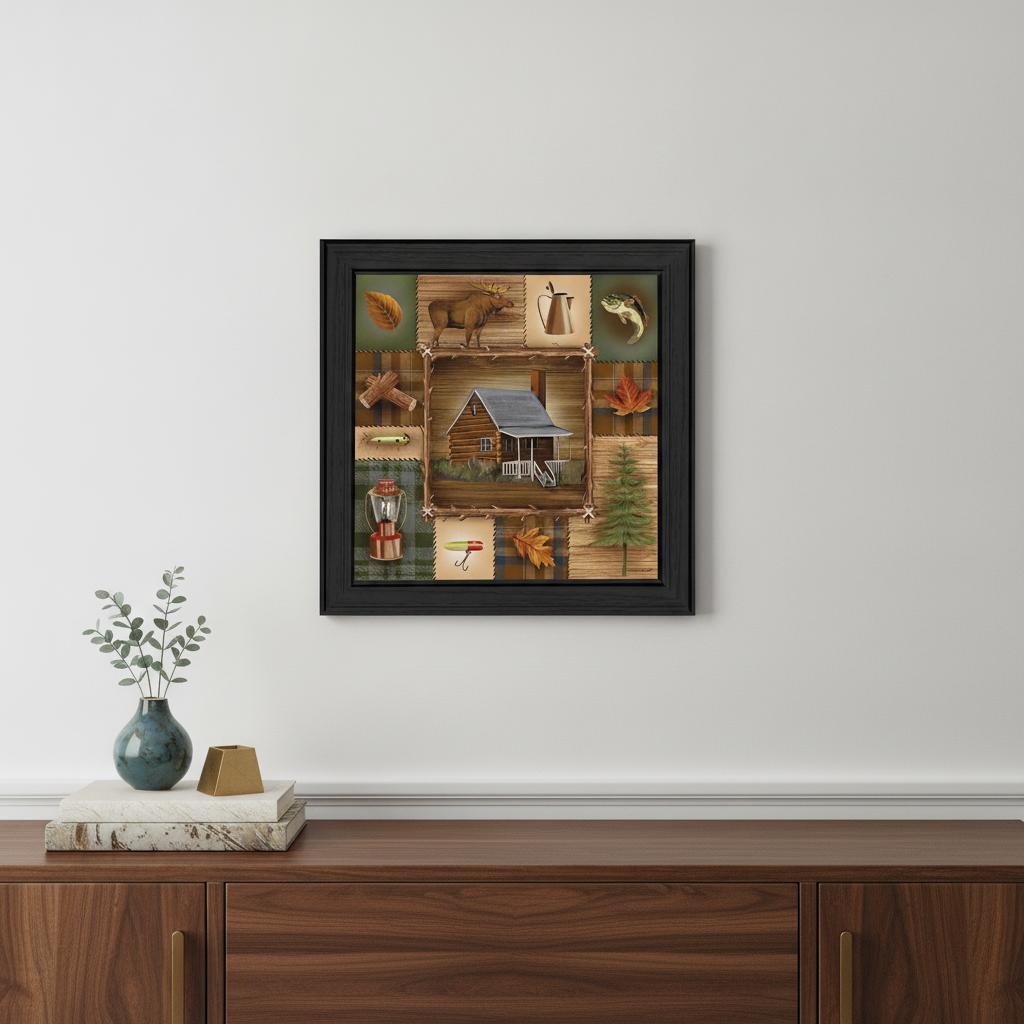 At the Cabin Black Framed Print Wall Art - Home Decor