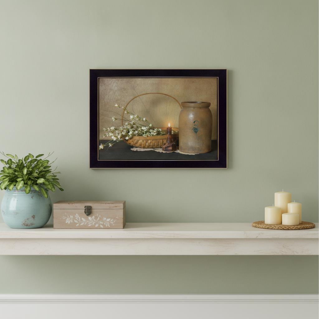 Basket of Flowers 3 Black Framed Print Wall Art - Home Decor