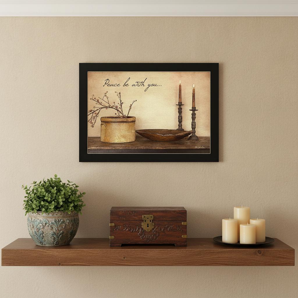 Peace Be with You Black Framed Print Wall Art - Home Decor