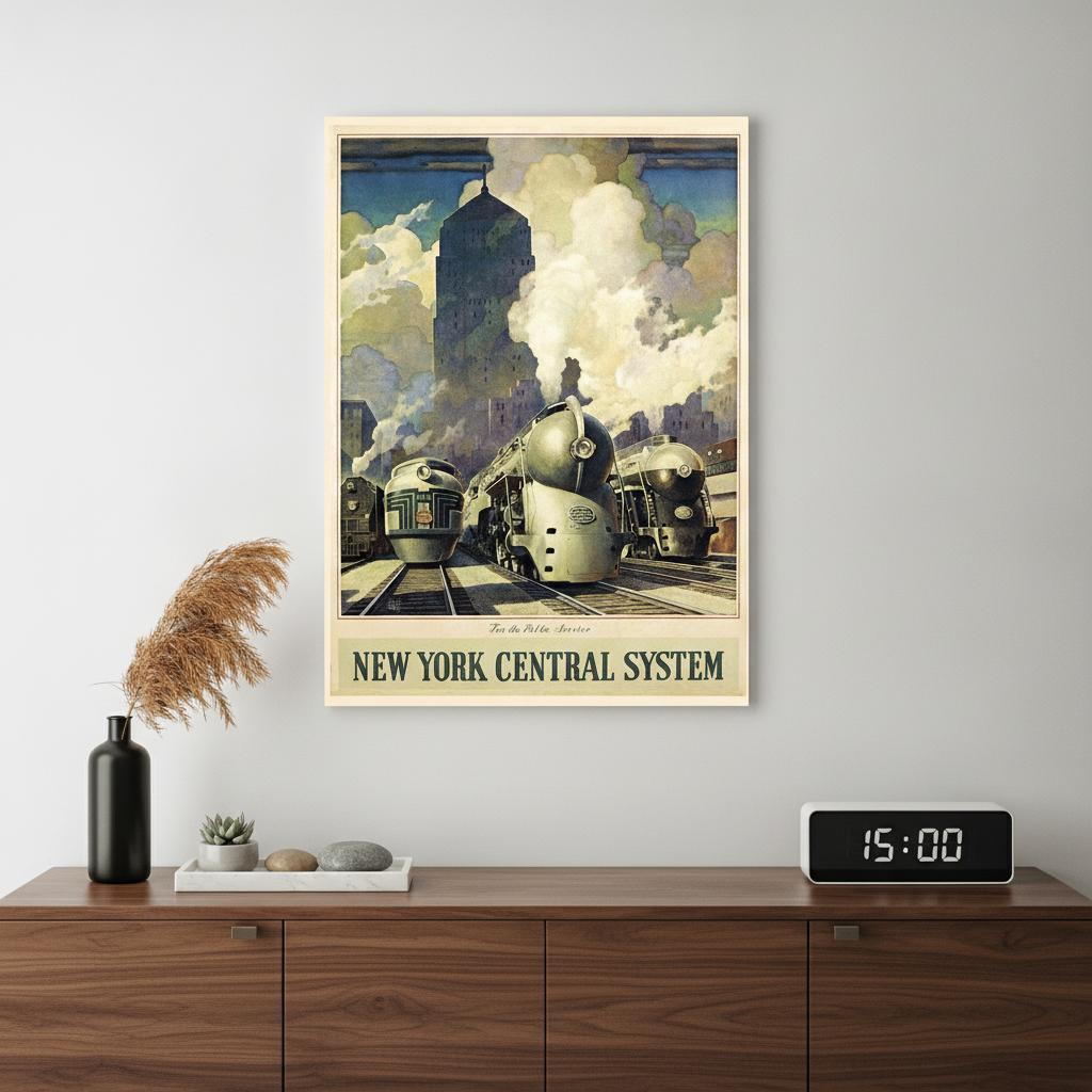 New York Railroad Vintage Travel Unframed Print Wall Art - Home Decor