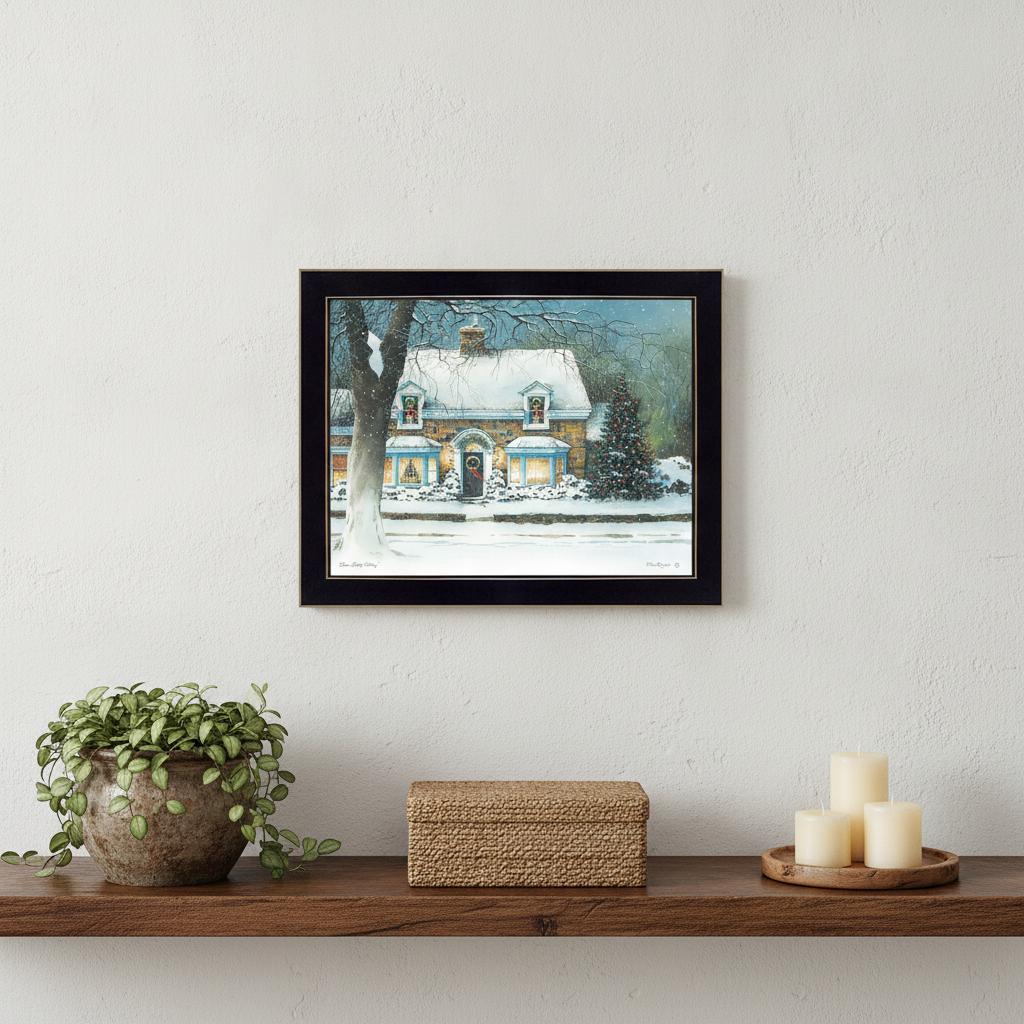 Snow Softly Falling 2 Black Framed Print Wall Art - Home Decor