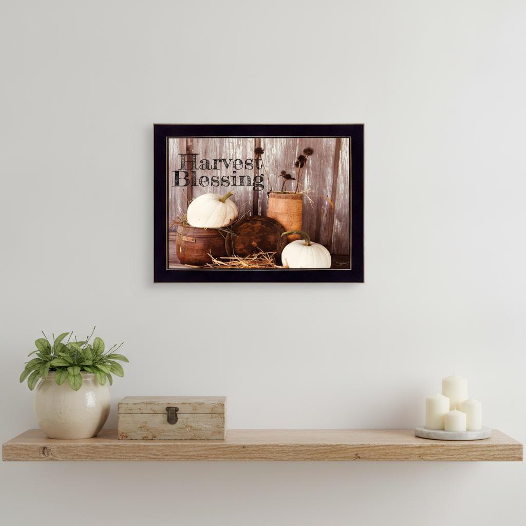 Harvest Blessings 3 Black Framed Print Kitchen Wall Art - Home Decor