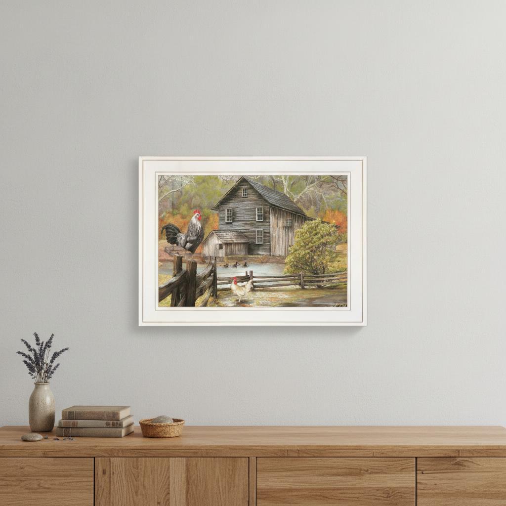 Down on the Farm I White Framed Print Wall Art - Home Decor