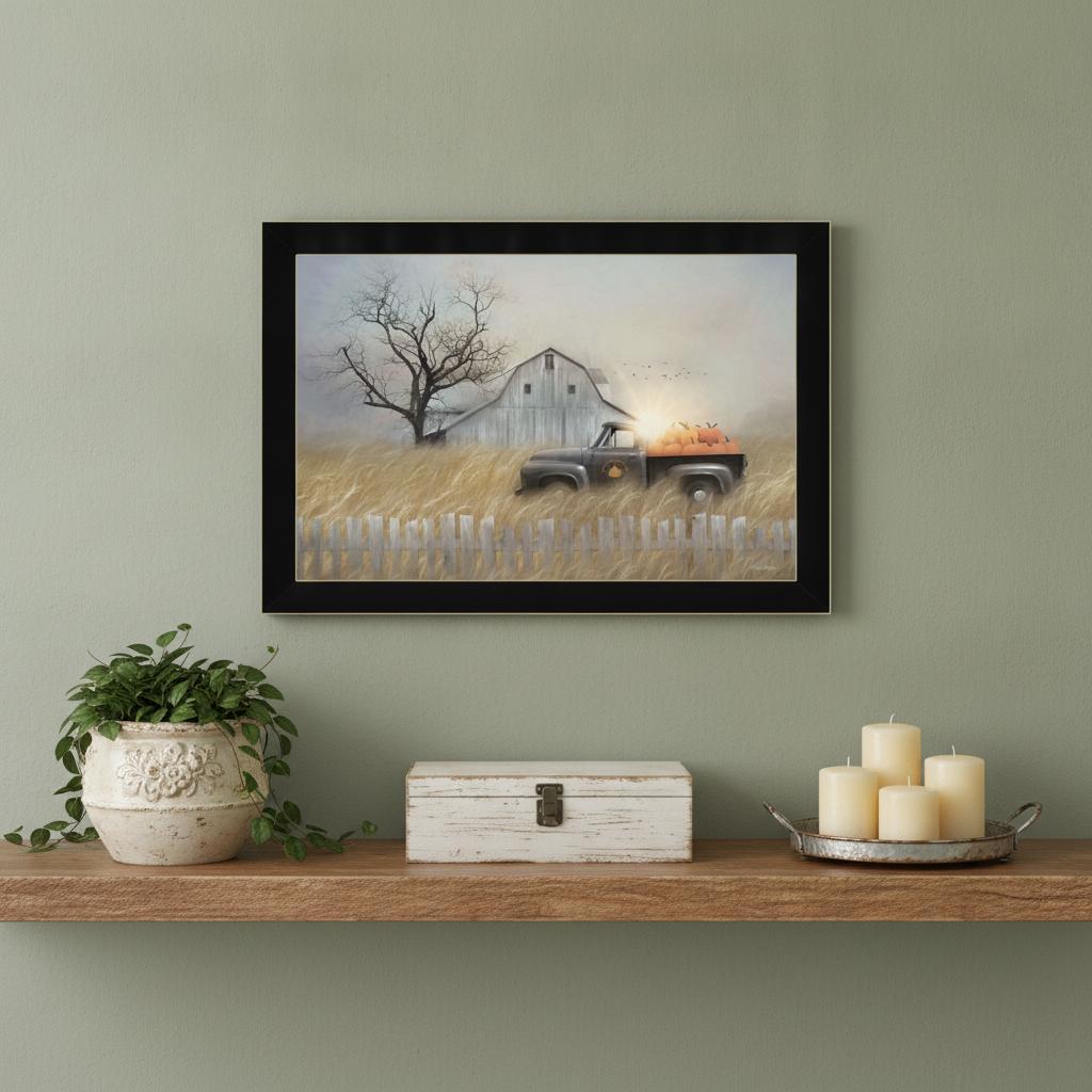 Fall Pumpkin Harvest Black Framed Print Wall Art - Home Decor