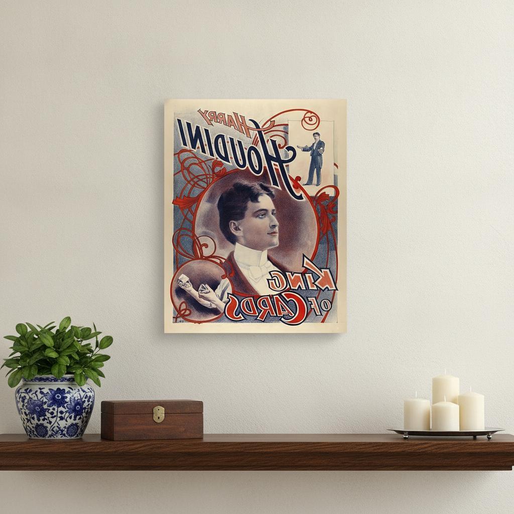 11" X 14" Houdini King Of Cards Vintage Magic Poster Wall Art - Home & Garden