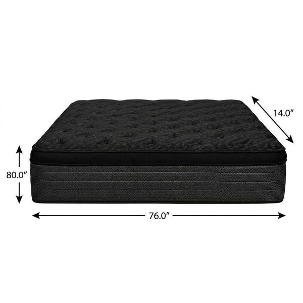 14 in king hybrid mattress with dark plush euro top and black support base