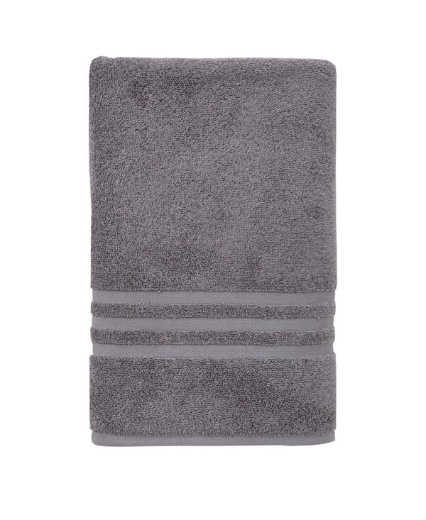 Dark gray Turkish cotton bath sheet towel, folded with stitched edges