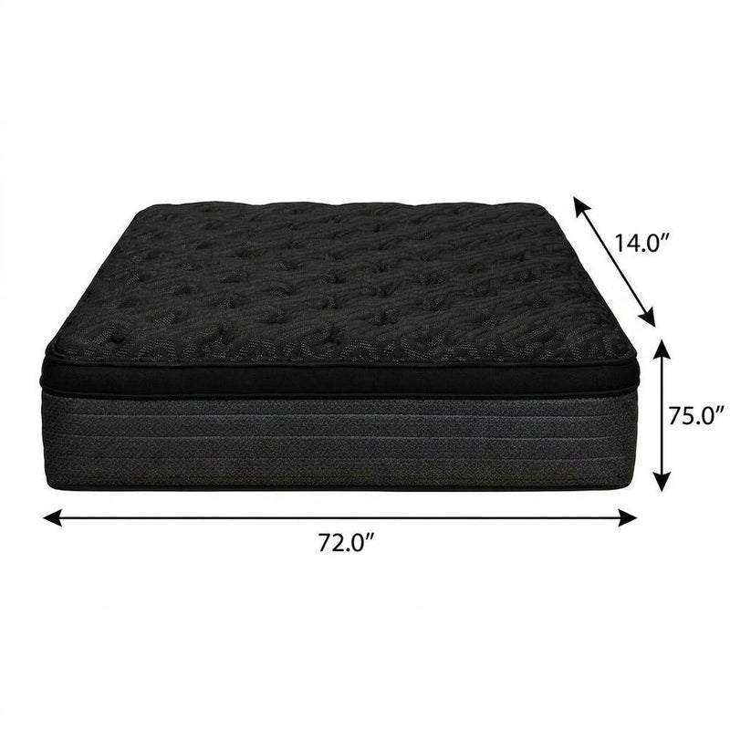 14.0-inch black mattress, 72.0 x 75.0 dimensions