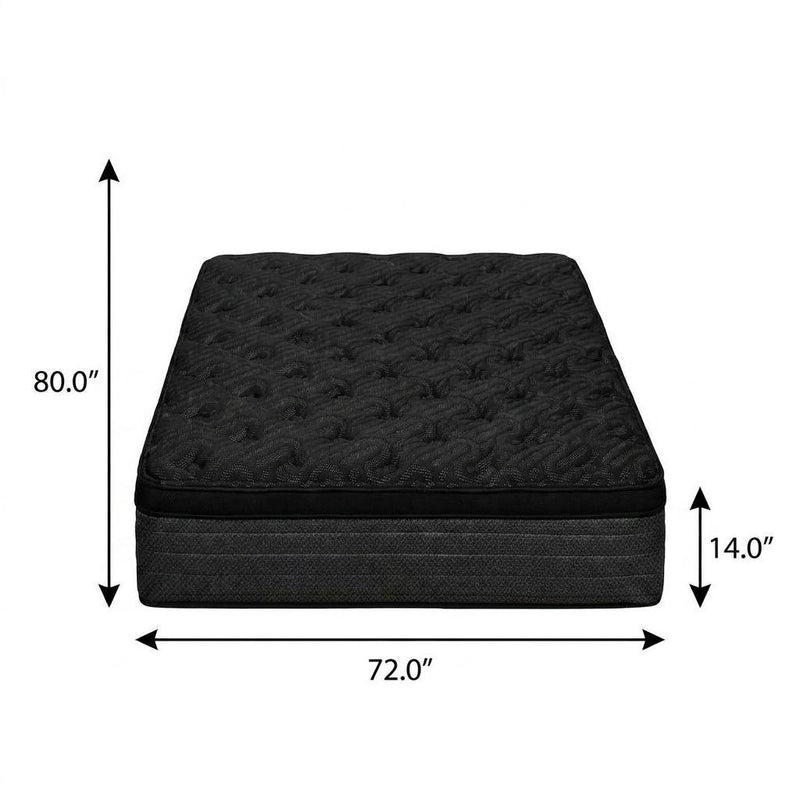 Dimensions of plush hybrid mattress with euro top, dark cover and black sides