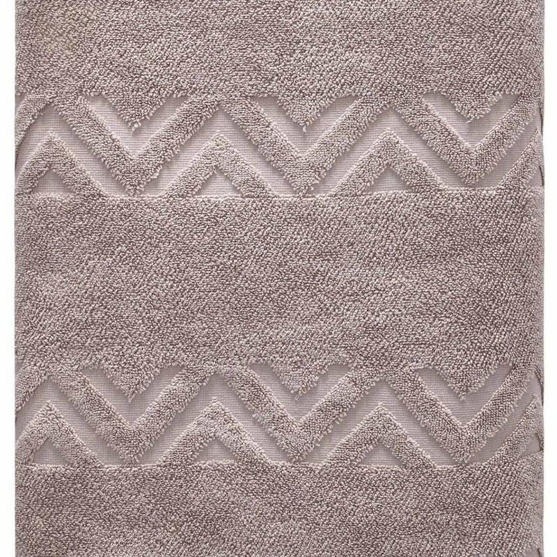 Light brown Turkish cotton bath sheet with repeating chevron jacquard pattern