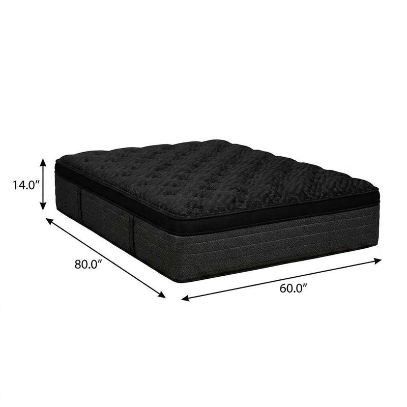 Black queen-size hybrid mattress, 14 in height, 60 x 80 in dimensions