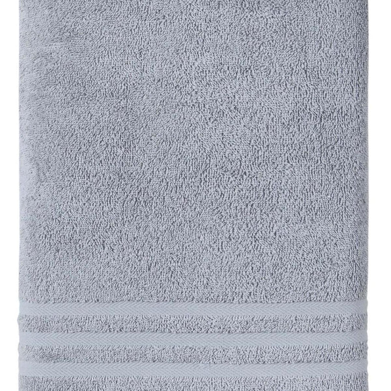Light gray bath sheet towel with plush looped terry texture