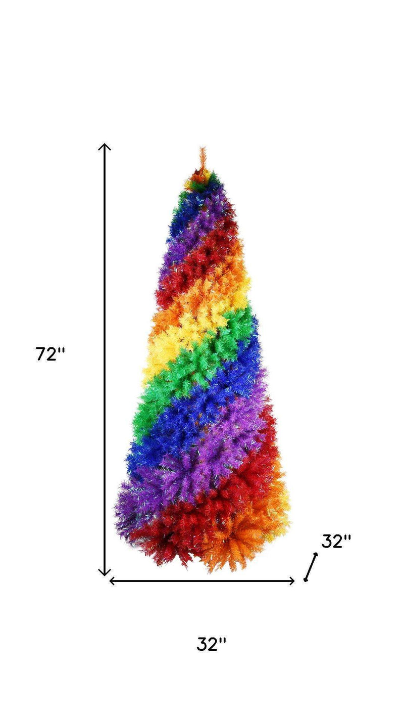 6' Blue Forest Green Purple Red And Yellow Full Frosted Spruce Christmas Tree - Home & Garden