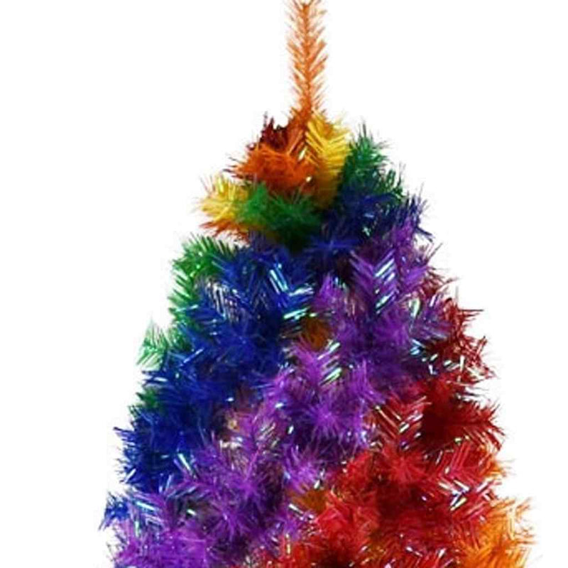 6' Blue Forest Green Purple Red And Yellow Full Frosted Spruce Christmas Tree - Home & Garden
