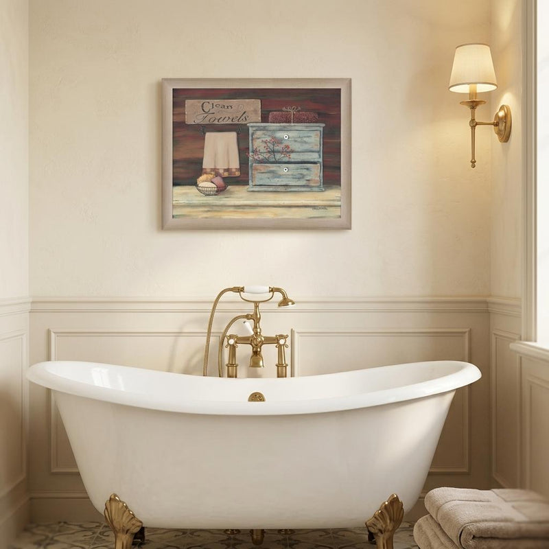 Clean Towels 4 Brown Framed Print Bathroom Wall Art - Home Decor