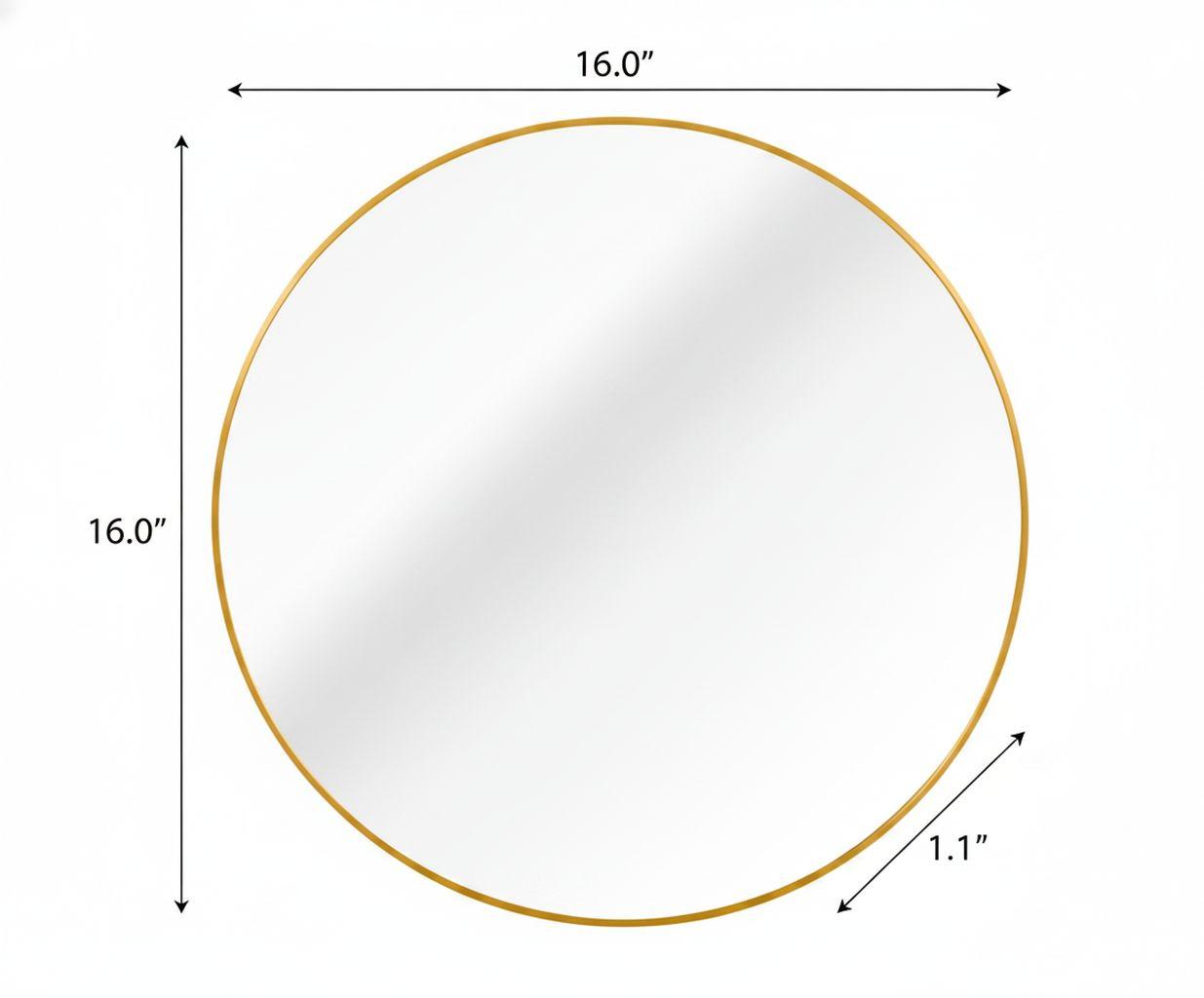 16" Gold Aluminum Round Framed Bathroom Vanity Mirror - Bed & Bath