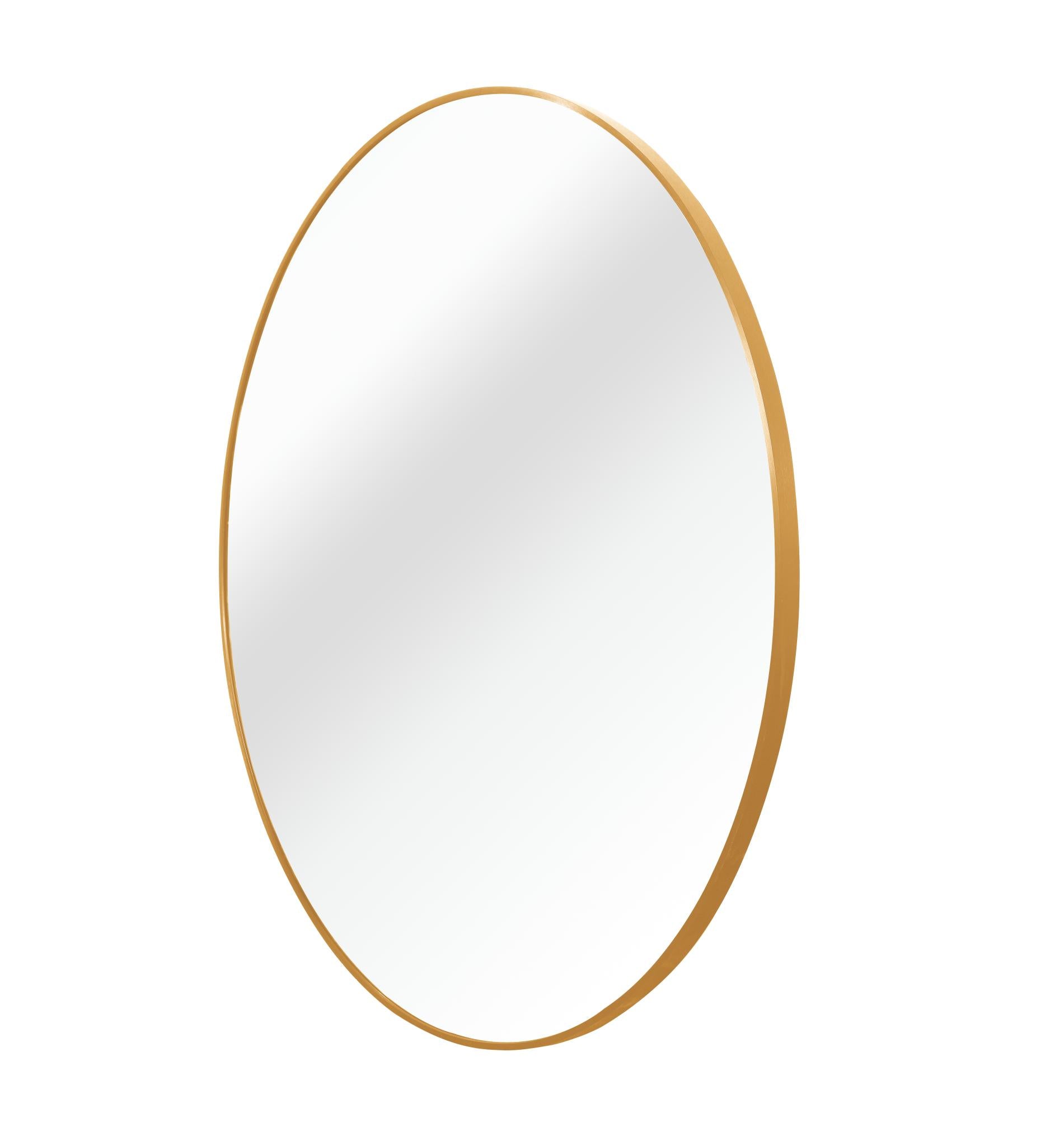 16" Gold Aluminum Round Framed Bathroom Vanity Mirror - Bed & Bath