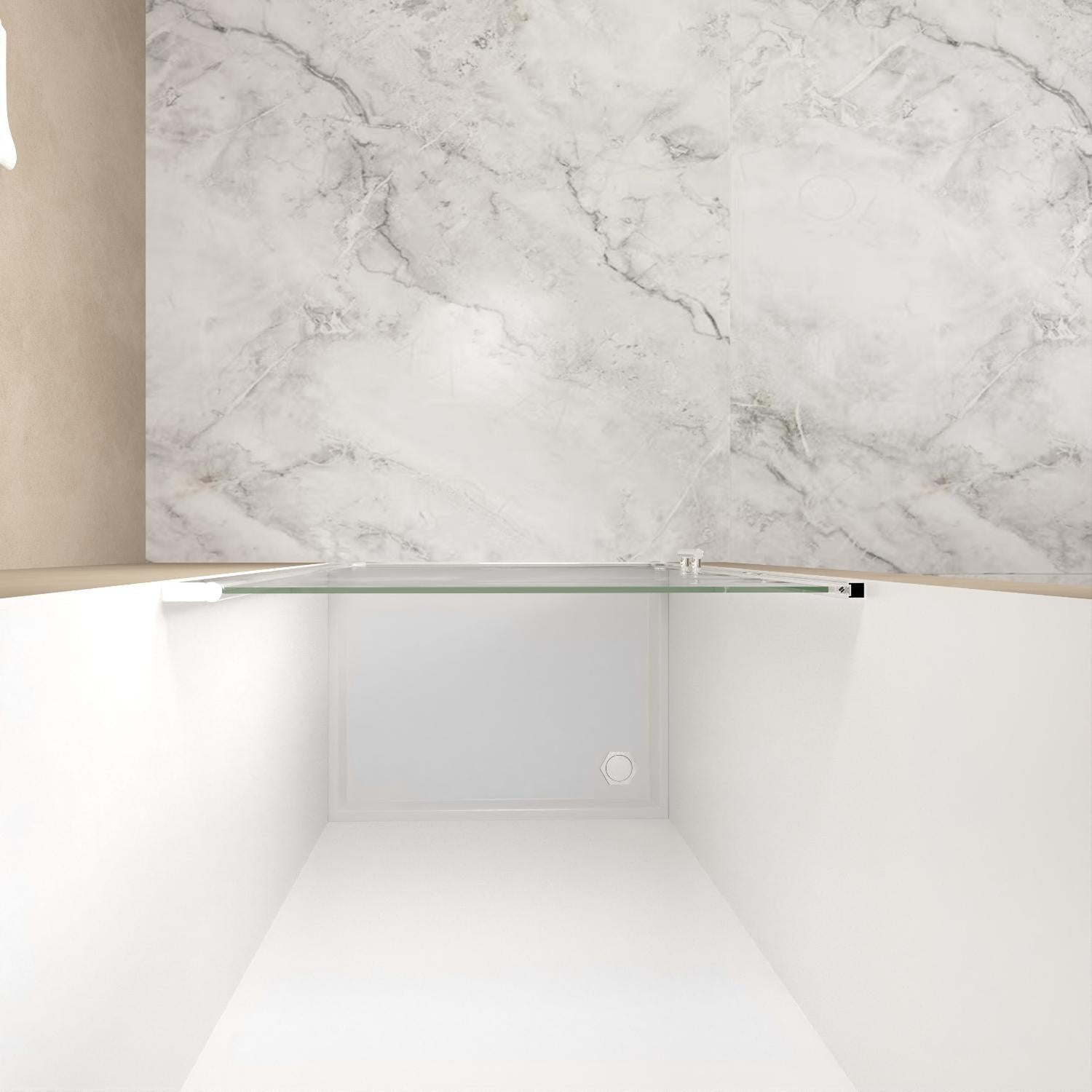 Shower door with tempered glass panel and aluminum frame