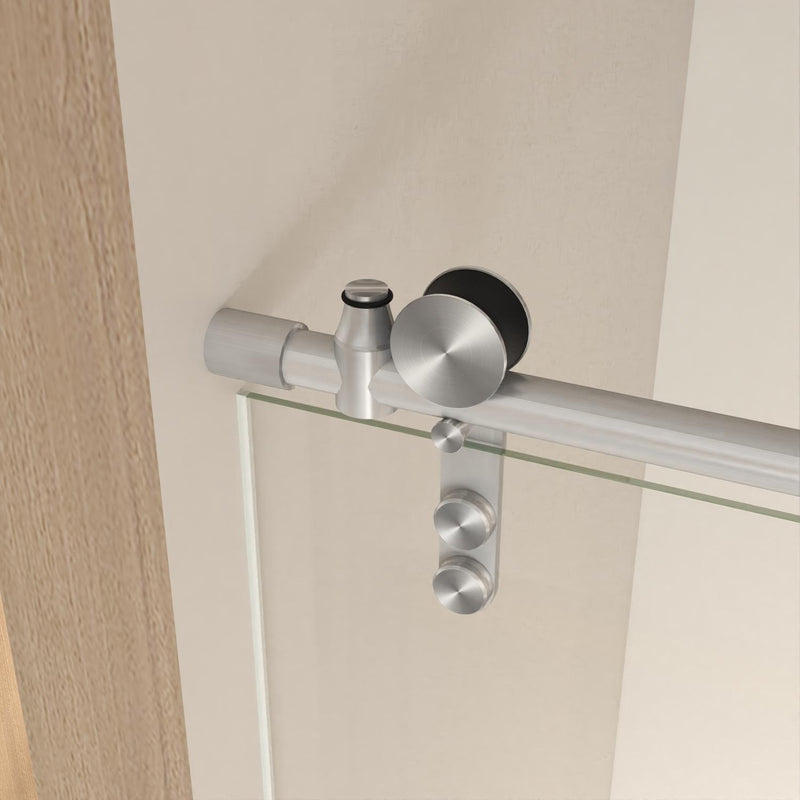 Tempered glass tub door hardware: round handle and adjustable rollers