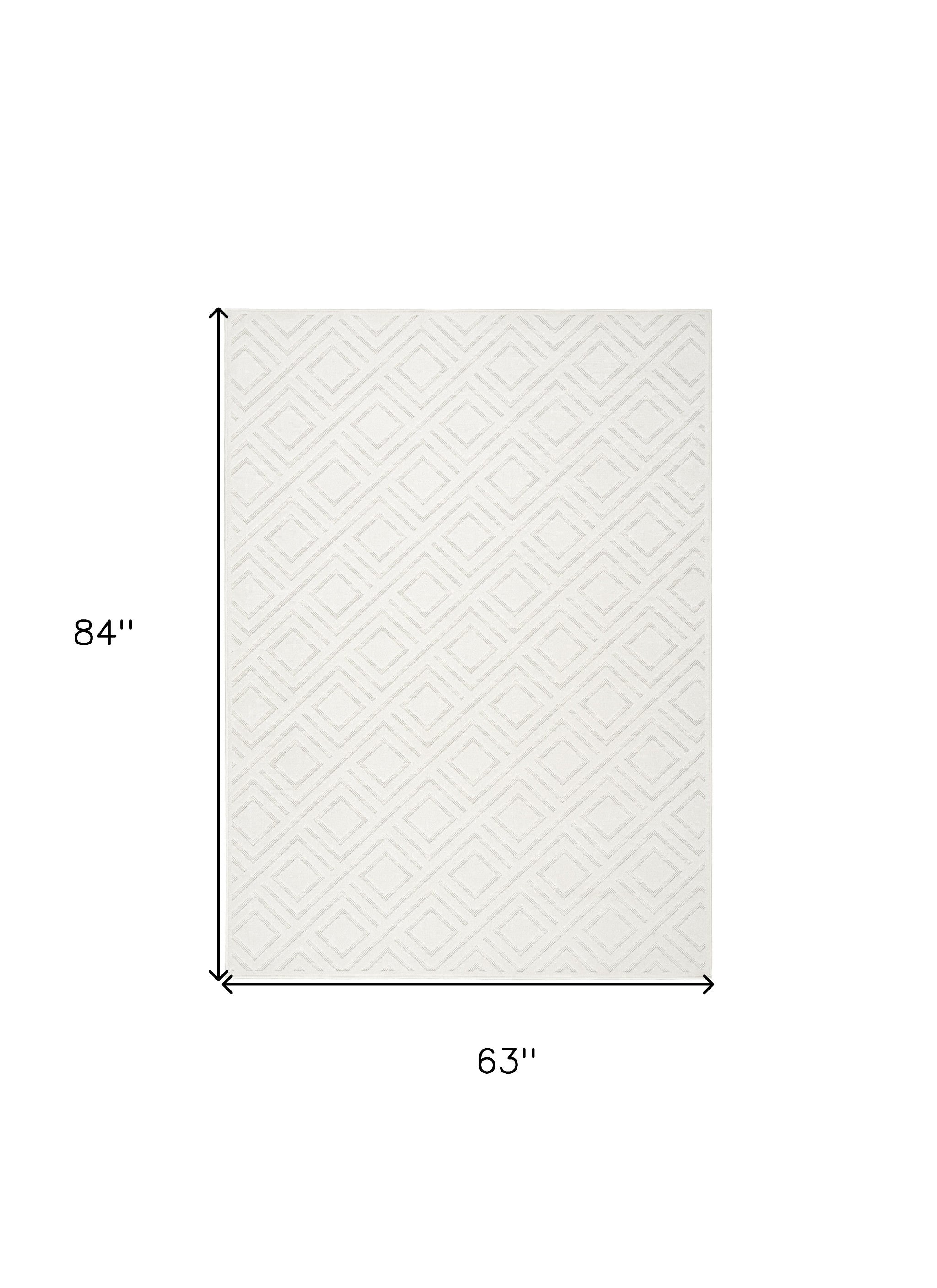 5' X 7' Cream Geometric Area Rug - Home & Garden