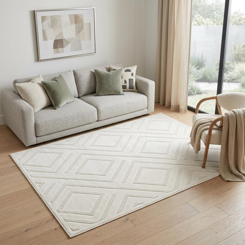 5' X 7' Cream Geometric Area Rug - Home & Garden