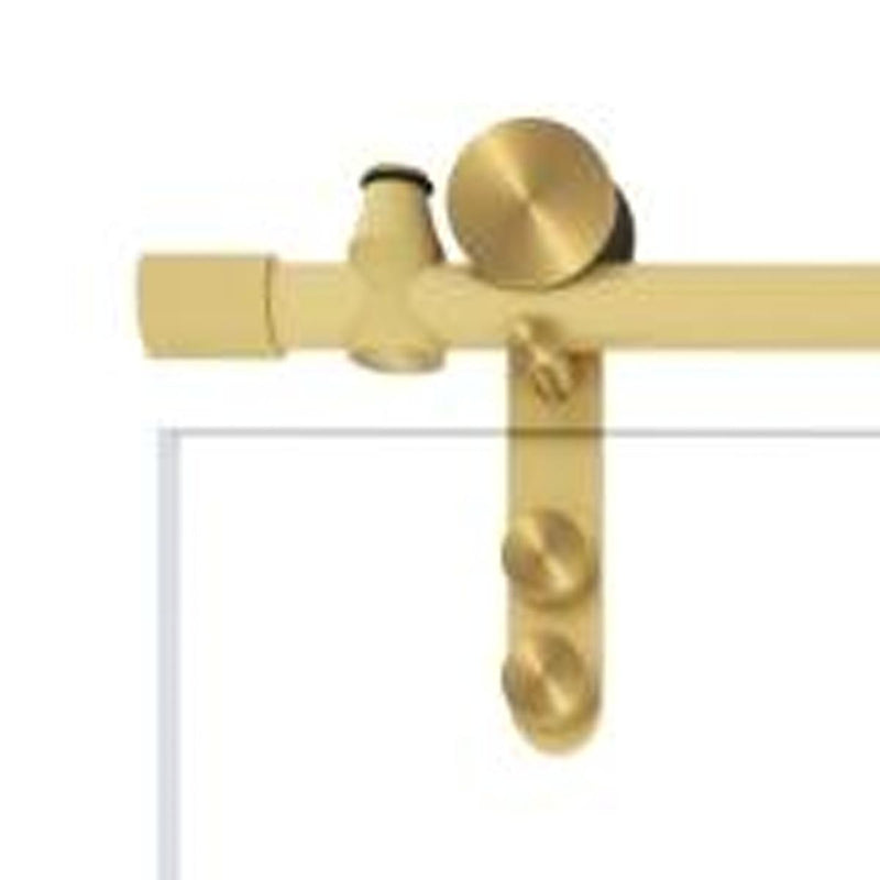 Tempered glass shower door handle set with gold finish and mounting posts