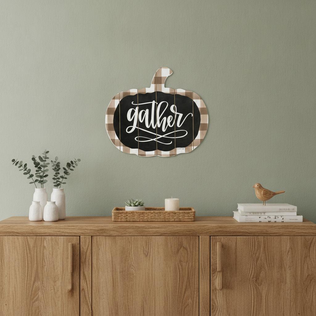 Gather Printed on a Pumpkin Unframed Print Wall Art - Home Decor