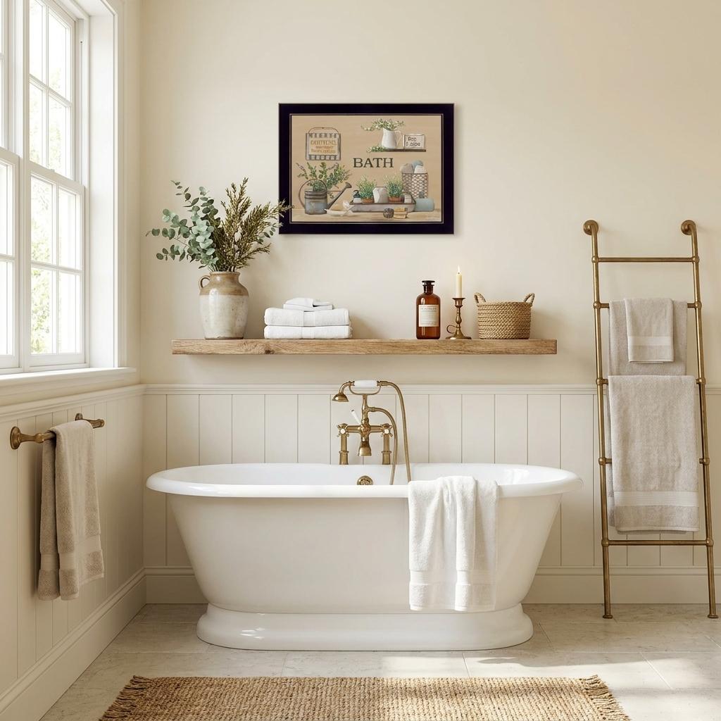 Farmhouse Bath Black Framed Print Bathroom Wall Art - Home Decor