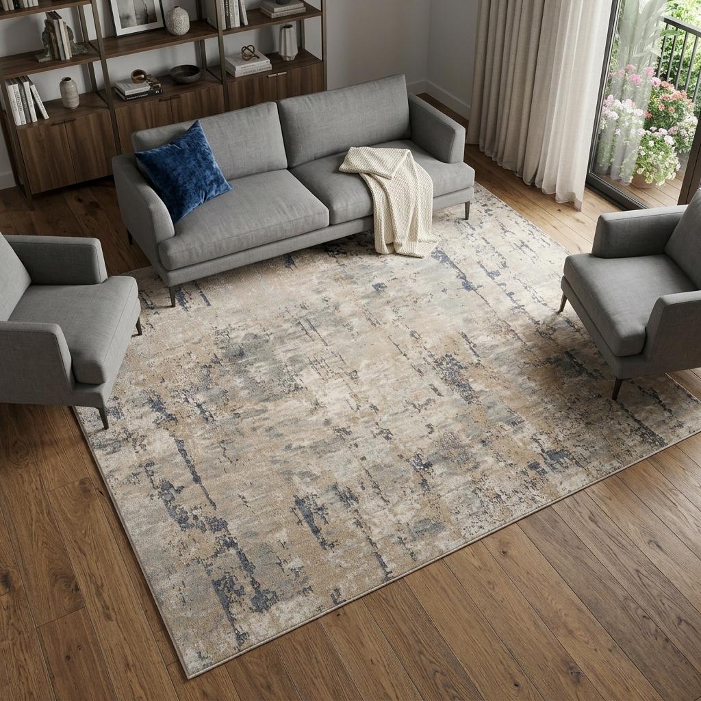 12' X 15' Beige and Gray Abstract Power Loom Area Rug - Home & Garden