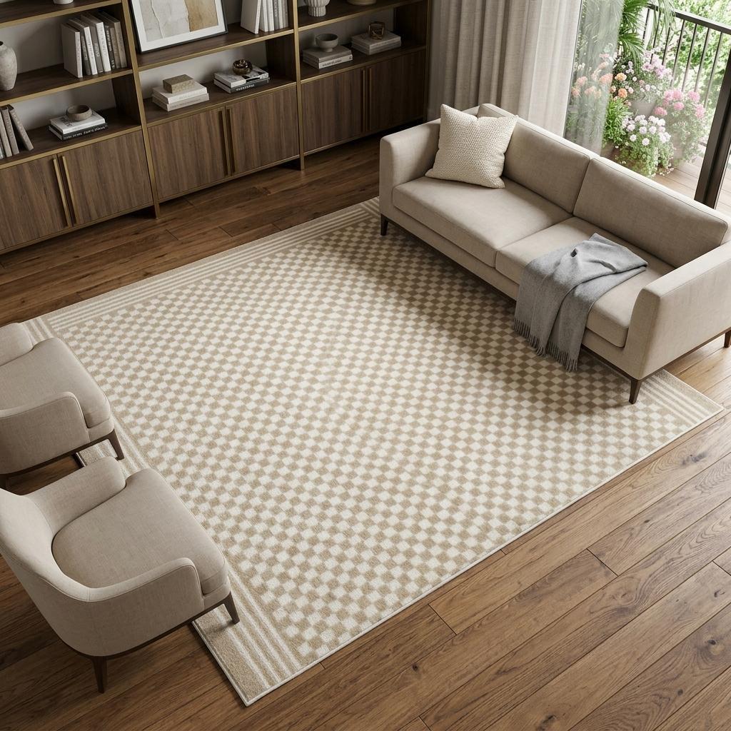 7' X 9' Beige Geometric Area Rug - Home & Garden