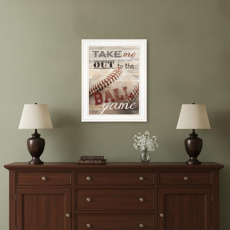 Take Me Out to the Ball Game 1 White Framed Print Wall Art - Home Decor