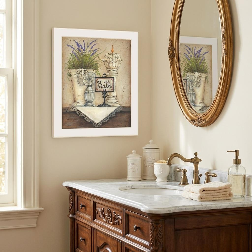Bath 1 White Framed Print Bathroom Wall Art - Home Decor