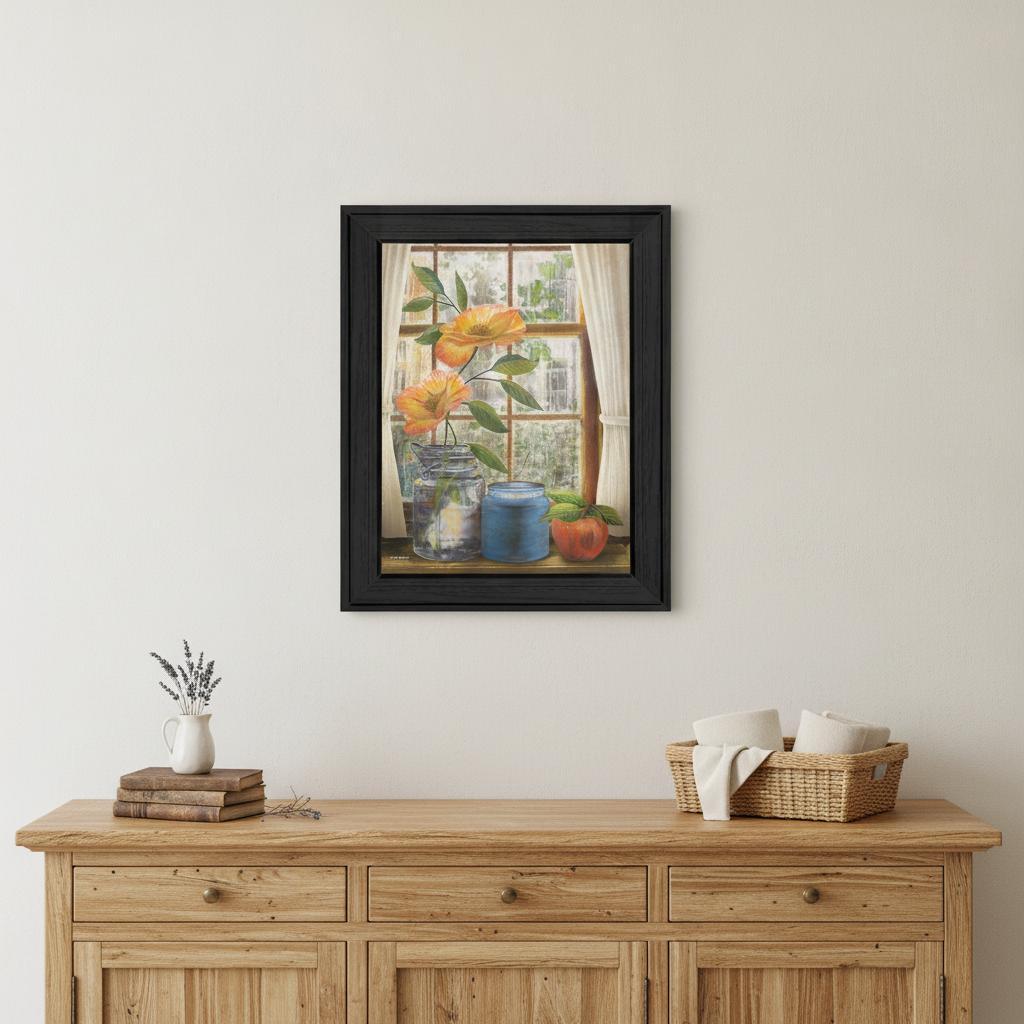 Afternoon Flower Black Framed Print Wall Art - Home Decor