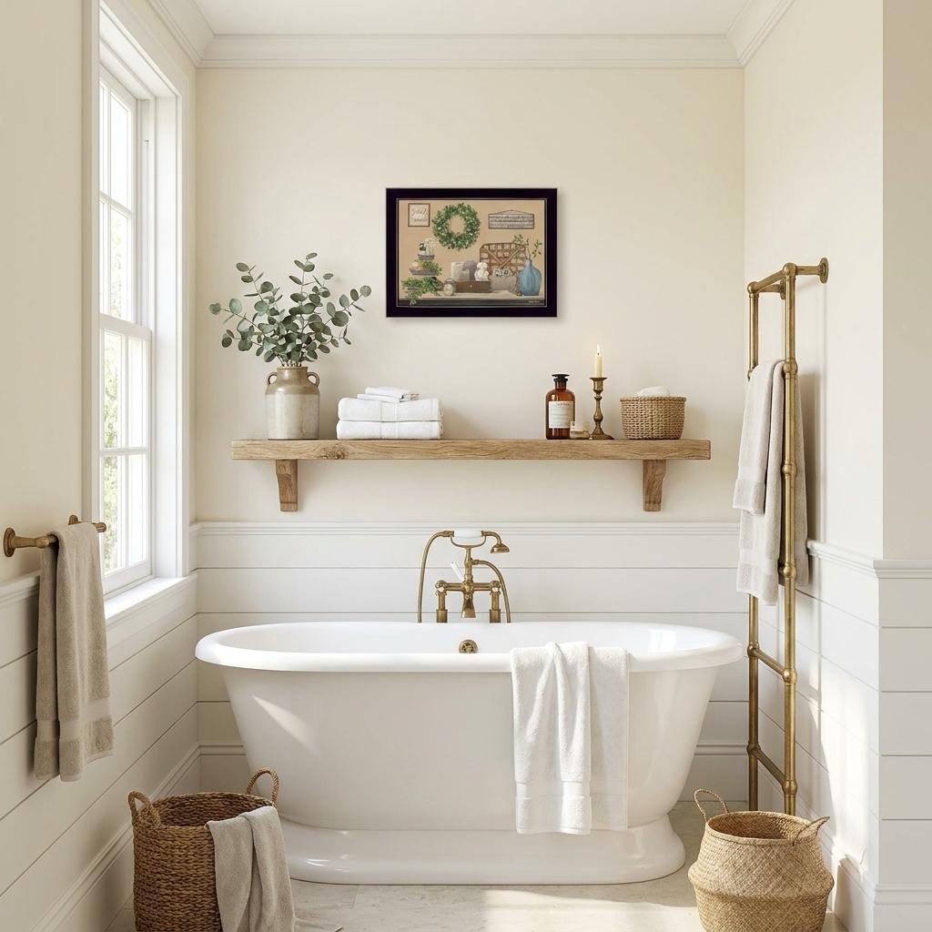 Farmhouse Bath I 1 Black Framed Print Bathroom Wall Art - Home Decor