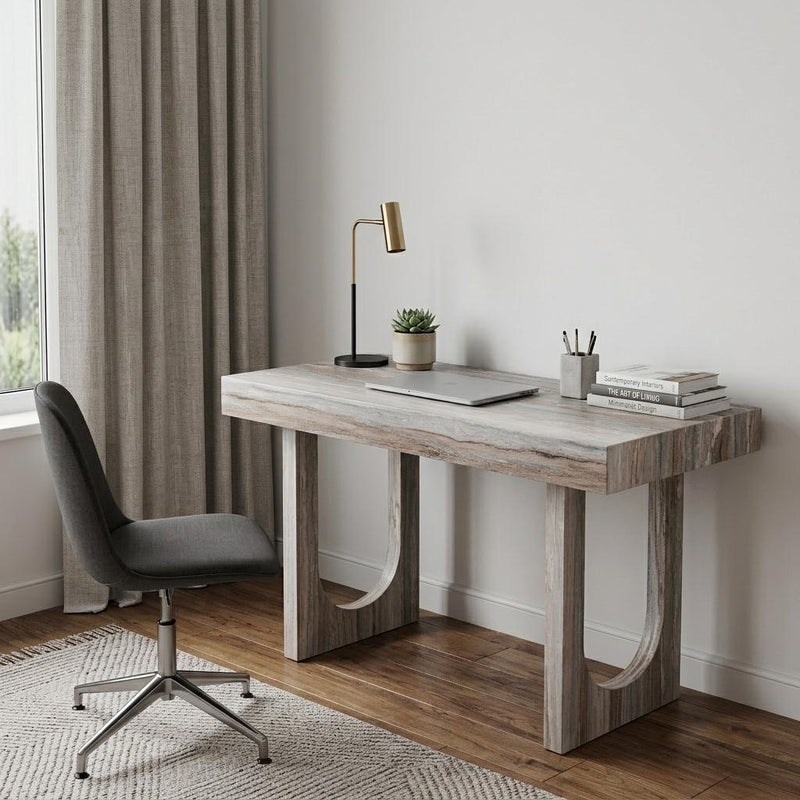 45" Brown Wood Sled Writing Desk - Office