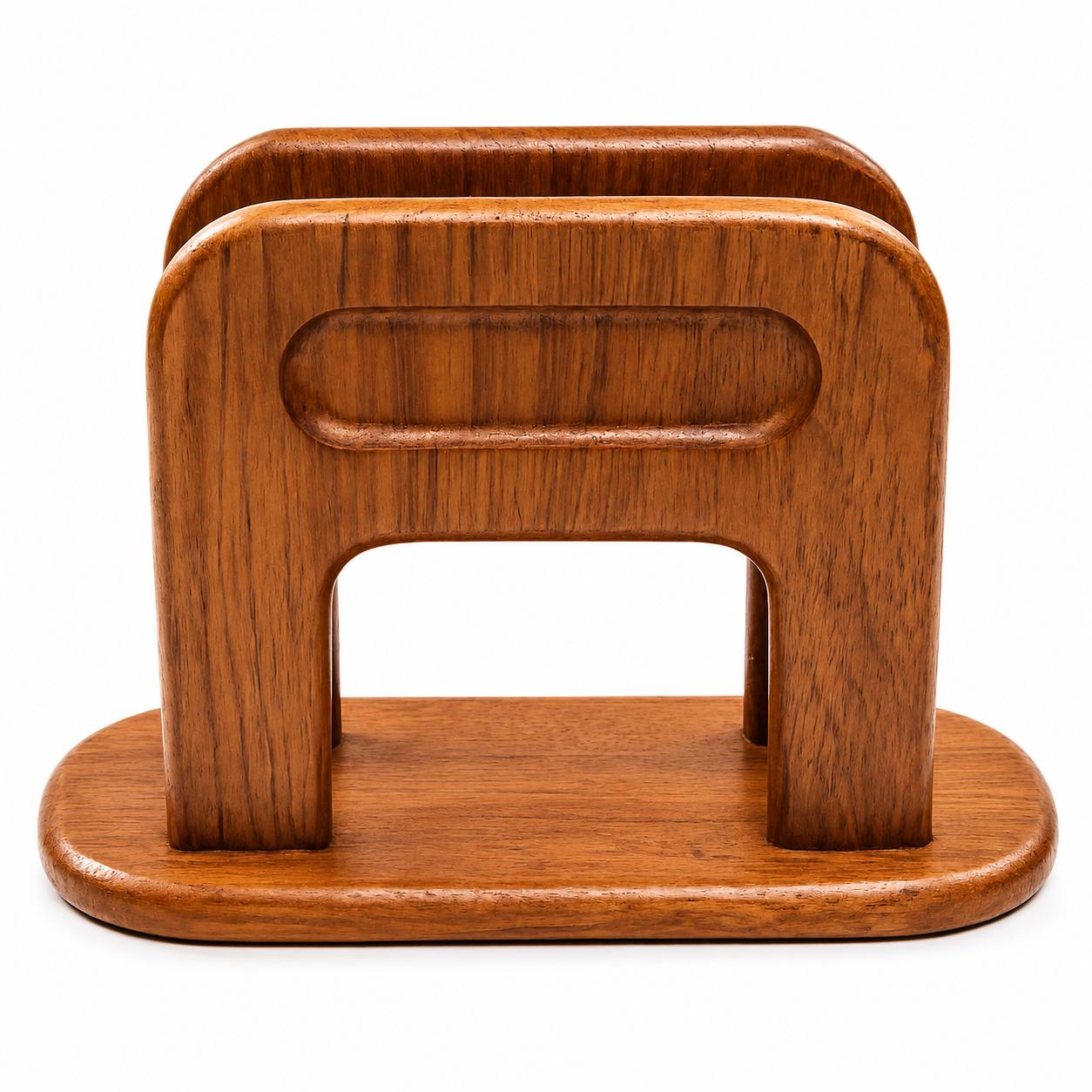 8" Brown Solid Wood Napkin Holder - Kitchen & Dining